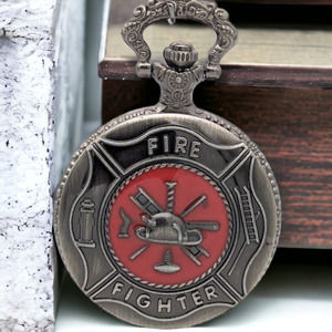 Firefighter Pocket Watch NEW Silver Fireman Gift Retirement First Responder Hero